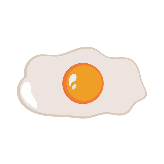 Fried egg isolated on white background Fried egg flat flow