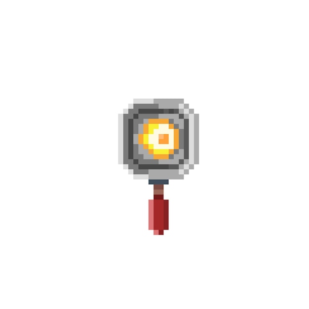 fried egg in pan with pixel art style