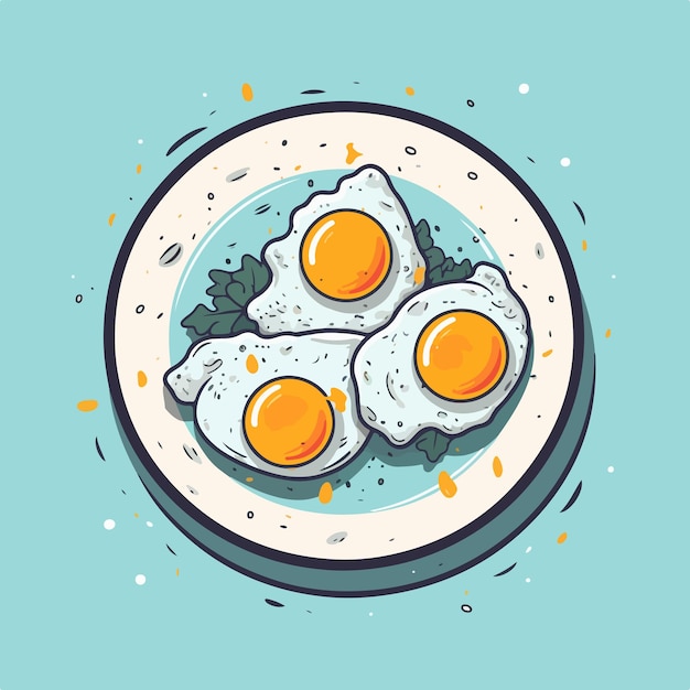 Fried eggs flat vector illustration fried eggs hand drawing isolated vector illustration