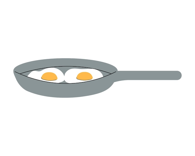 Fried eggs on a frying pan vector illustration Camping equipment