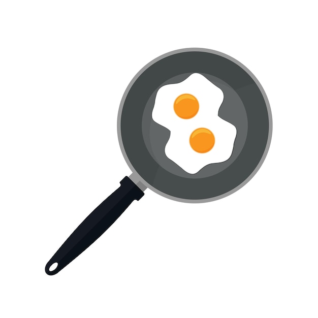 Fried eggs on pan isolated on background Vector illustration Eps 10