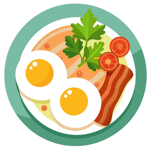 Fried eggs with bacon dish dinner egg plate lunch bowl healthy gourmet cuisine vegetable