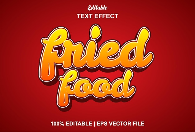 Fried food text effect with red color editable