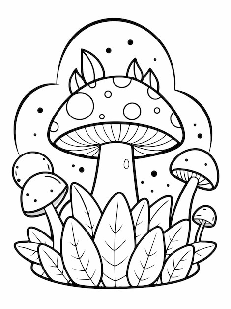 Fried Mushrooms colouring book pages for children and adults with vector design