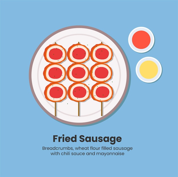 Fried sausage slice for your cooking theme