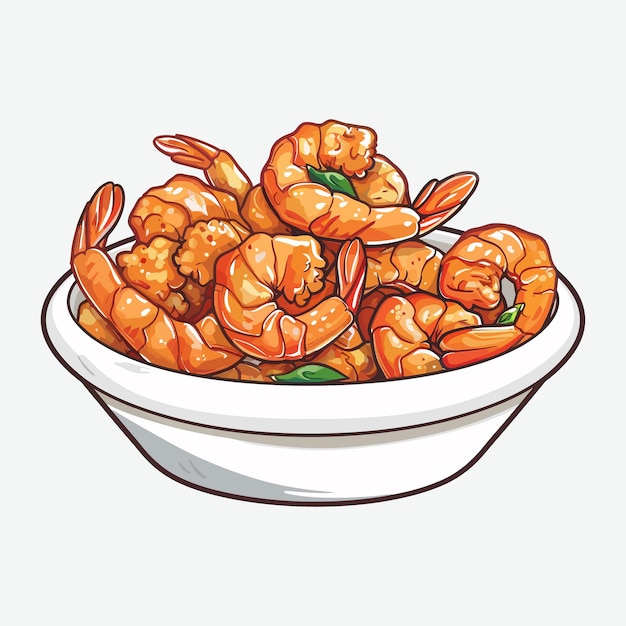 Vector fried shrimp food vector illustration