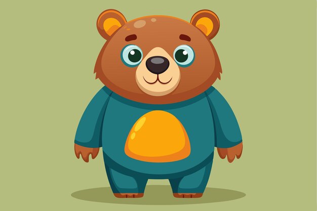 A friendly bear stands joyfully in a clearing surrounded by trees under a warm sun a cartoon character Cartoon bear