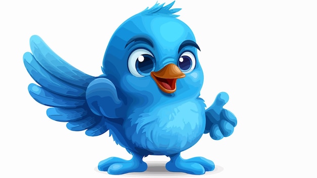 Friendly Blue Bird Cartoon Mascot Character Giving Gesture