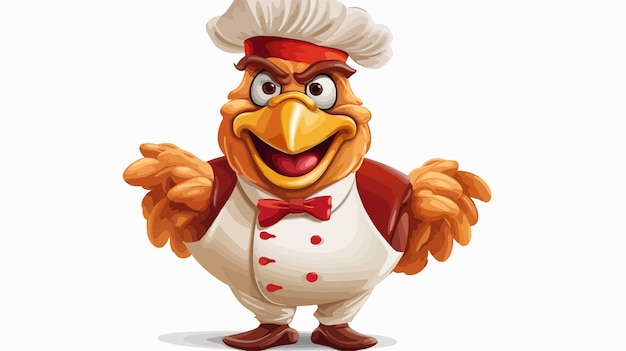 Friendly Cartoon Cook Chicken Mascot Chef Hat