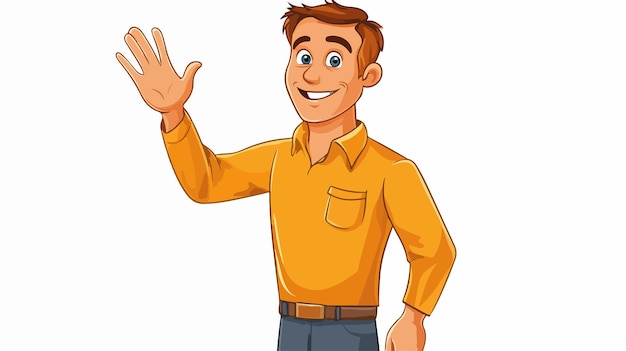 Vector friendly cartoon man waving stock illustration