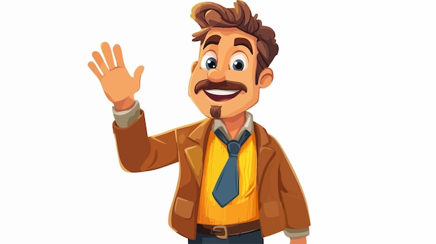 Vector friendly cartoon man waving stock illustration