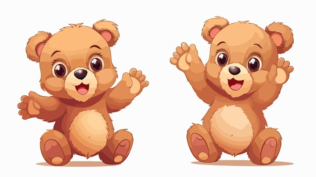 Friendly Cartoon Teddy Bear Waving in Vector Illustration