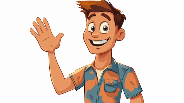 Vector friendly cartoon waving man vector illustration