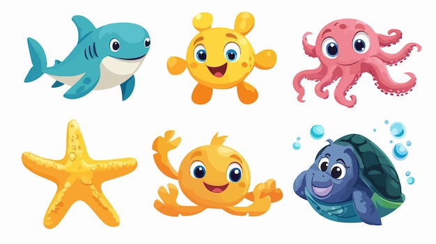 Vector friendly crab baby in underwater animals vector set