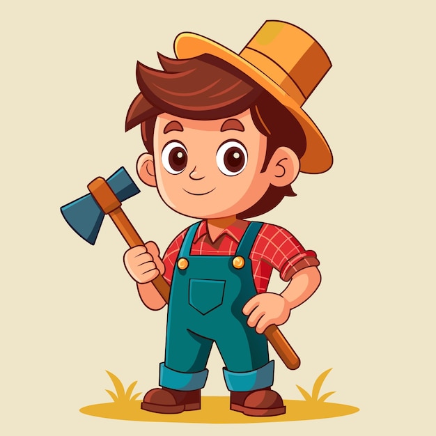 Friendly Craftsman Holding Ax Vector Graphic