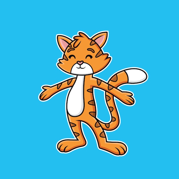 Friendly cute cat cartoon with sweet smile