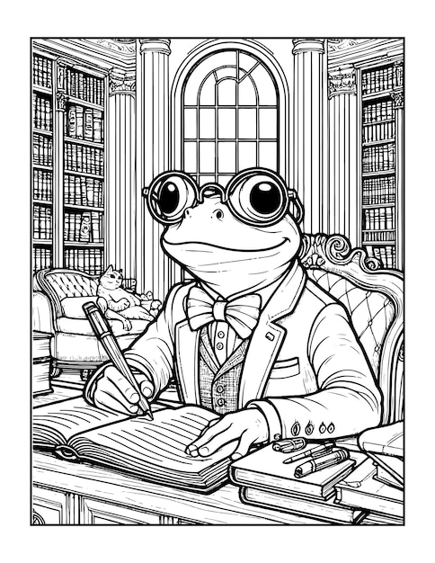 Vector friendly frog coloring page