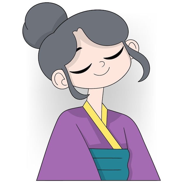 Vector friendly japanese woman in traditional attire with a gentle smile