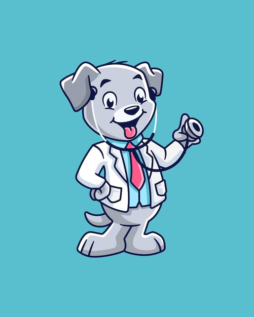 Vector friendly little doggy doctor cartoon character