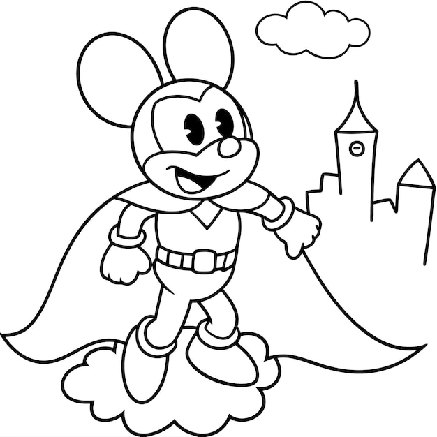 Vector friendly micky mouse cartoon coloring page