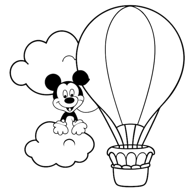 Vector friendly micky mouse cartoon coloring page