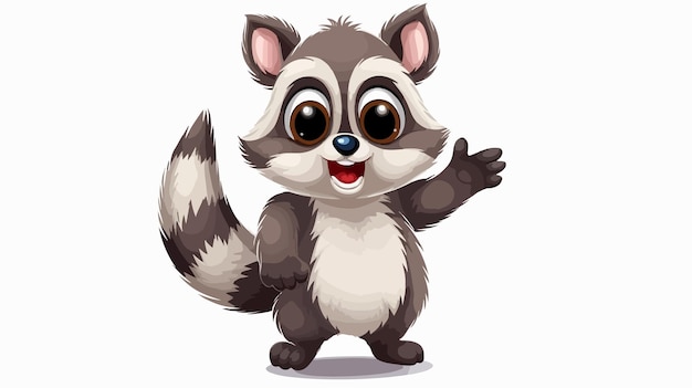 Friendly Raccoon Cartoon Waving Vector Illustration