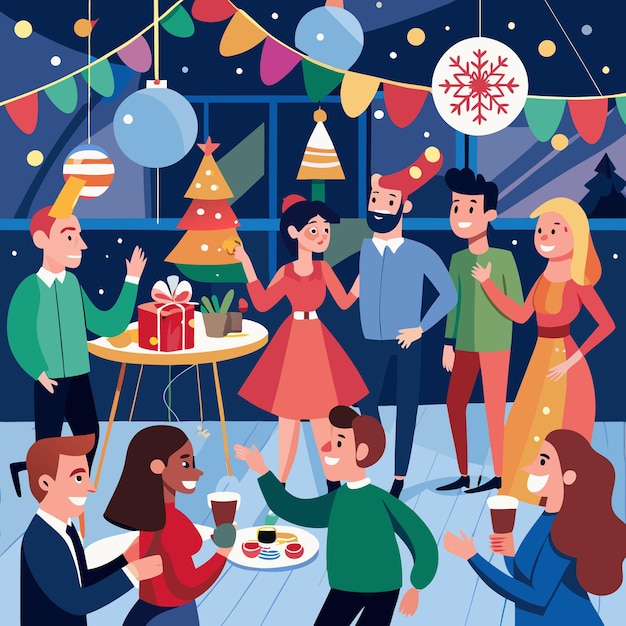 Friends Celebrate with Festive Cheer at a Holiday Party