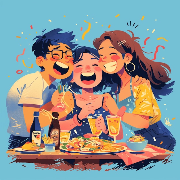 Friends Celebrating at a Restaurant