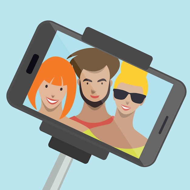 Friends chatting online Video call Vector cartoon illustration