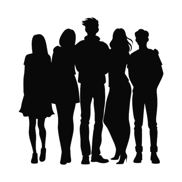 friends group silhouette vector