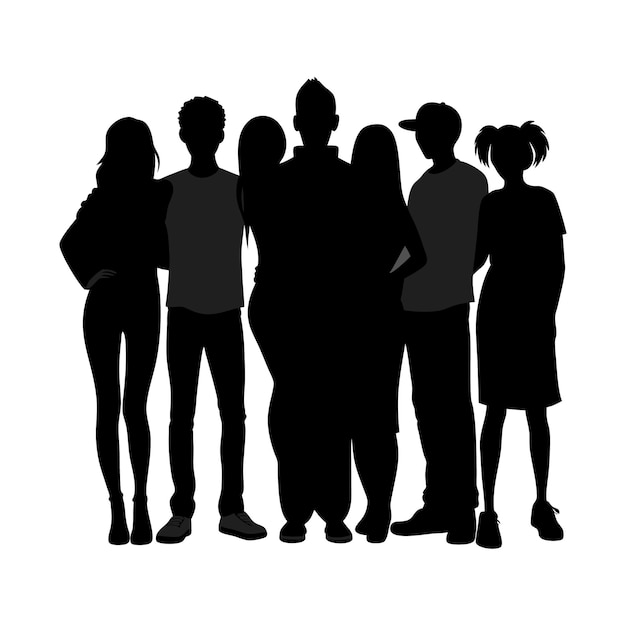 friends group silhouette vector