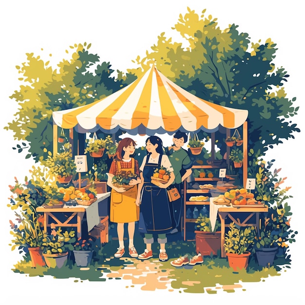 Friends Visiting a Farmers Market