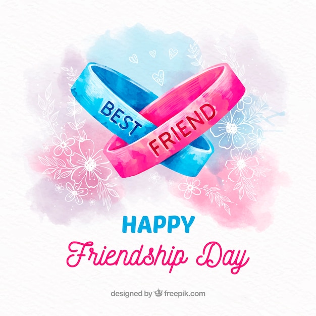 Vector friendship day background with watercolor bracelets