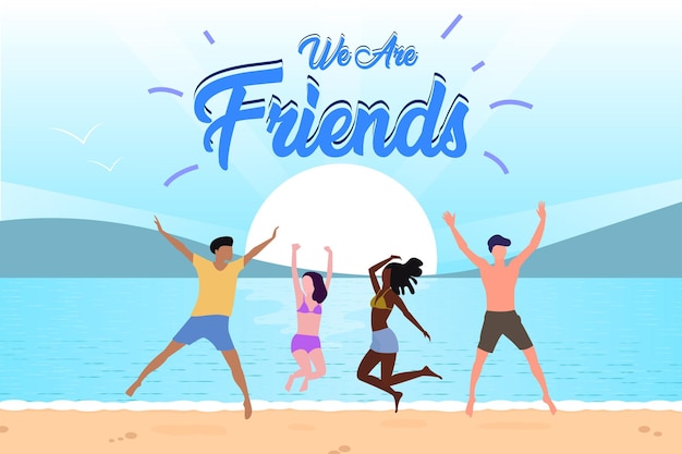 Friendship day celebration Group of friends fun Illustration background Free Download