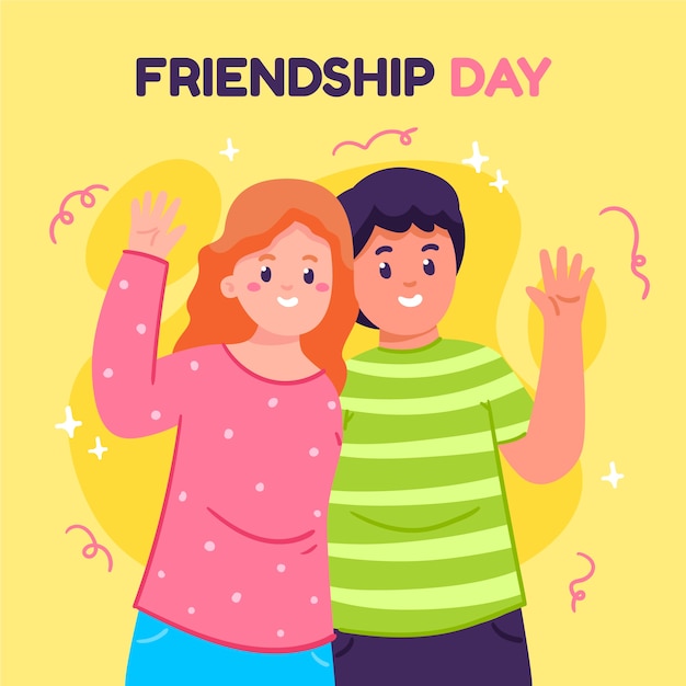 Friendship day hand drawn flat illustration