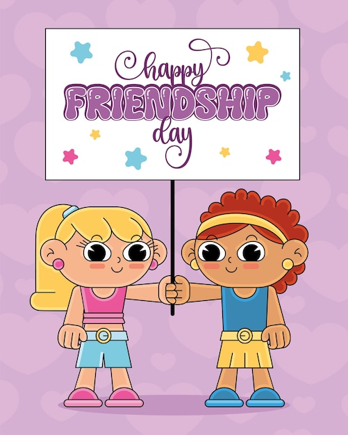 Vector friendship day happy children cartoon kawaii vector