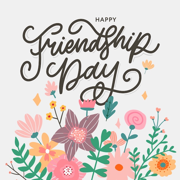 Friendship day  illustration with text and elements for celebrating friendship day flowers