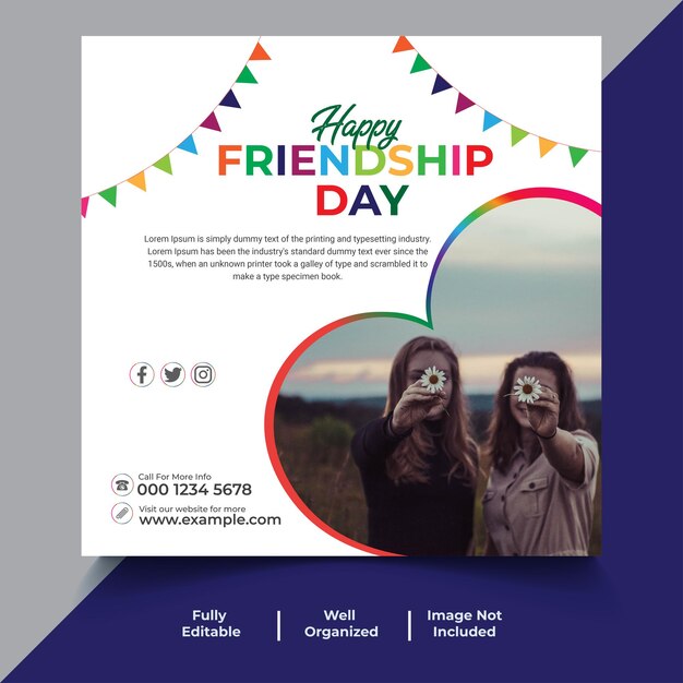 Vector friendship day social media banner