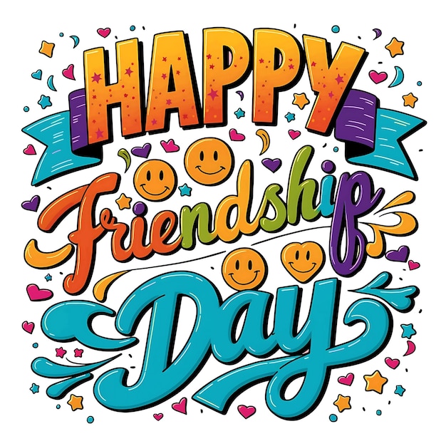 Friendship day vector illustration with typographic Design and elements