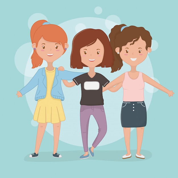 Friendship of girls cartoons design