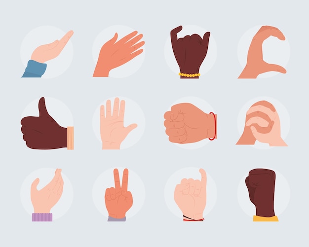 Friendship hands gesture icon collection