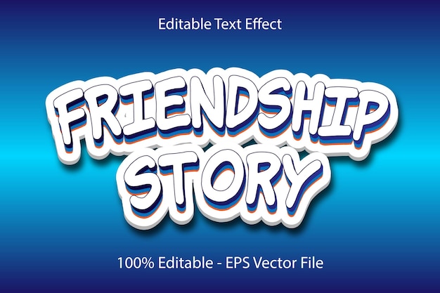 Friendship Story Editable Text Effect 3D Emboss Cartoon Style Design