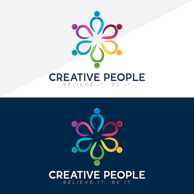 Friendship unity people care logo Creative people logo Teamwork Connectivity Premium logo