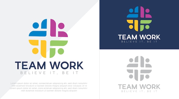 Friendship unity people care logo Creative people logo Teamwork Connectivity Premium logo