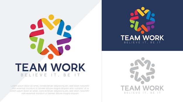 Friendship unity people care logo Creative people logo Teamwork Connectivity Premium logo