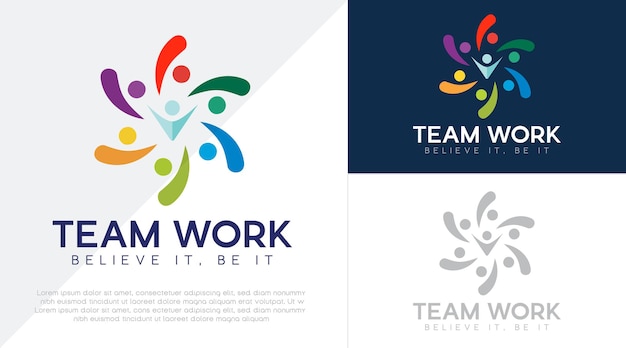 Friendship unity people care logo Creative people logo Teamwork Connectivity Premium logo