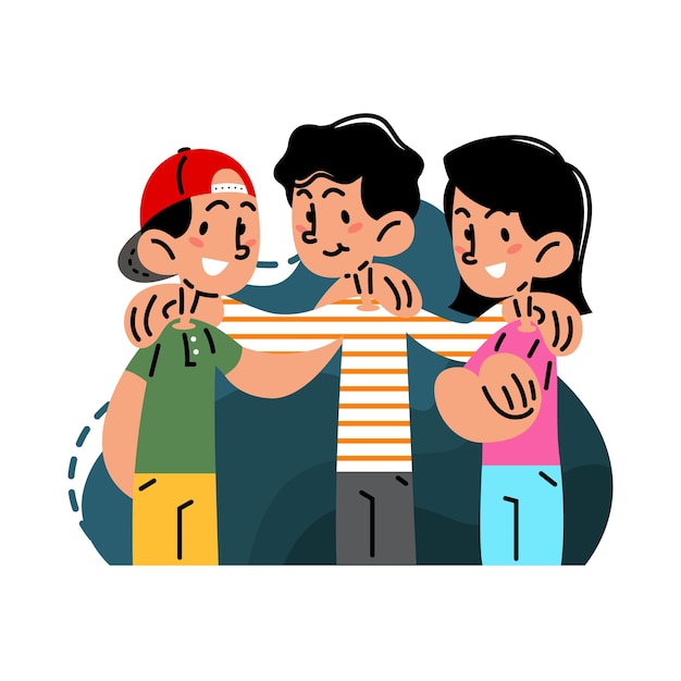 Friendship with hand on shoulder flat vector illustration