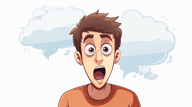 Frightened Man with Speech Bubble Cartoon Character