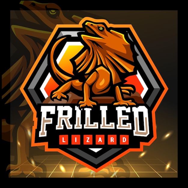 Frilled dragon mascot esport logo design