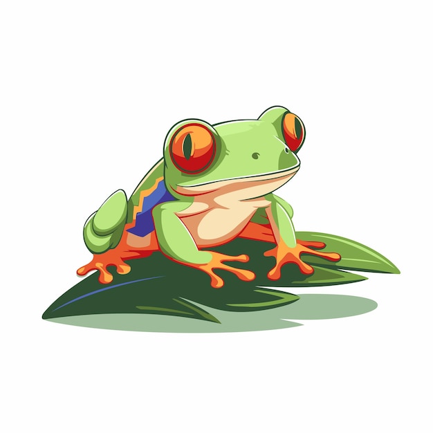 Frog cartoon icon Vector illustration of a green frog isolated on white background